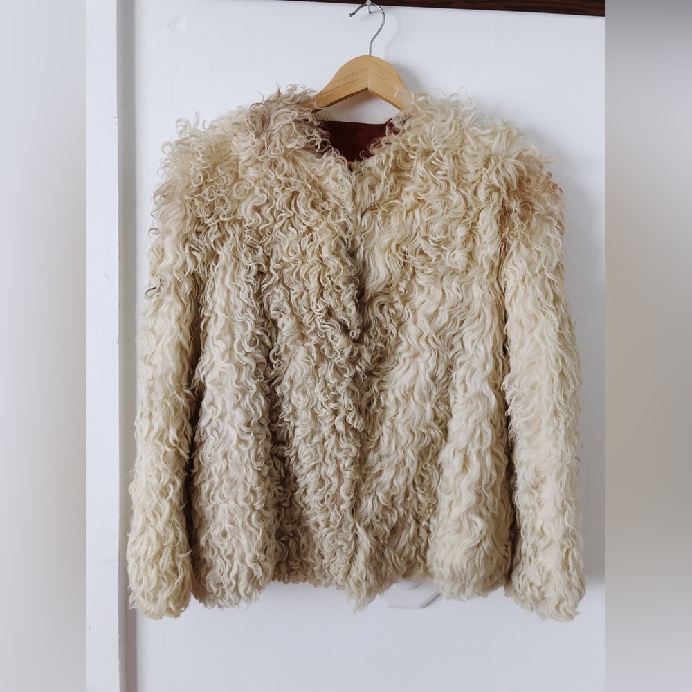 Vintage 60s Curly Lamb Coat / Mongolian Lamb Coat / 60s 70s Shaggy Fur Coat